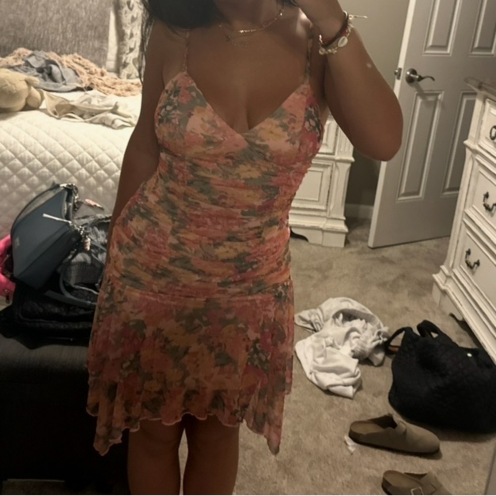 Floral Lace Trim Dress